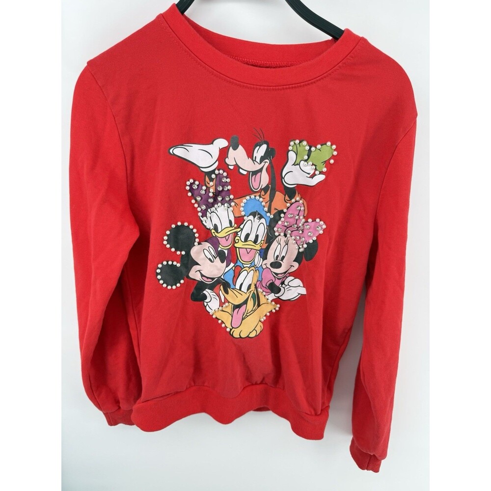 Vintage Mickey Mouse Disney And Friends Red Vintage Sweatshirt Women Size S